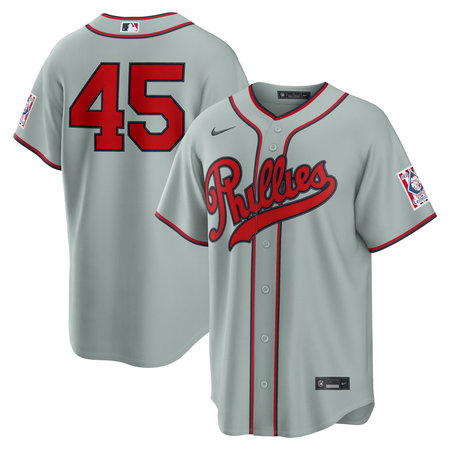 Men's Philadelphia Phillies #45 Zack Wheeler  Nike Gray 2026 Field of Dreams Stadium Jersey