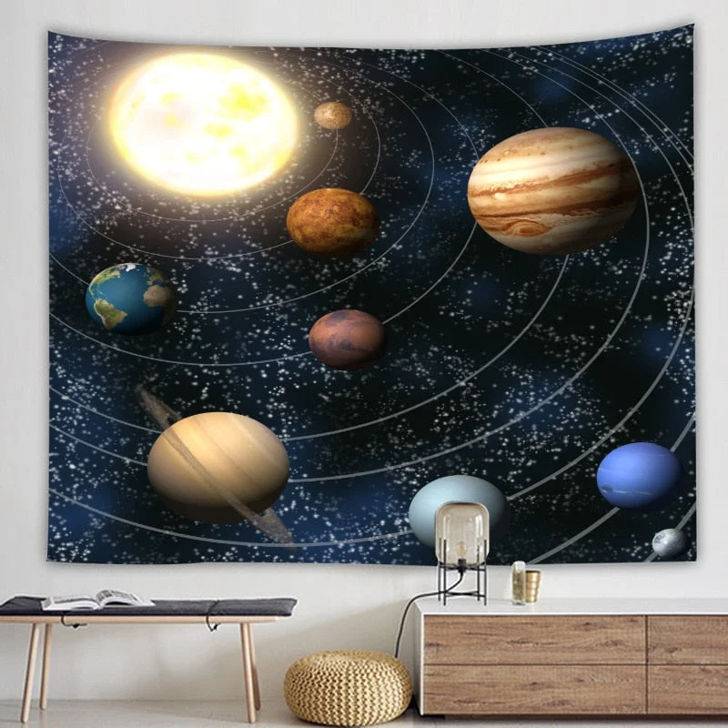 Planets Outer Space Galaxy Universe Printed Tapestries Wall Hanging Mural for Bedroom Living Room Dorm Home Decoration