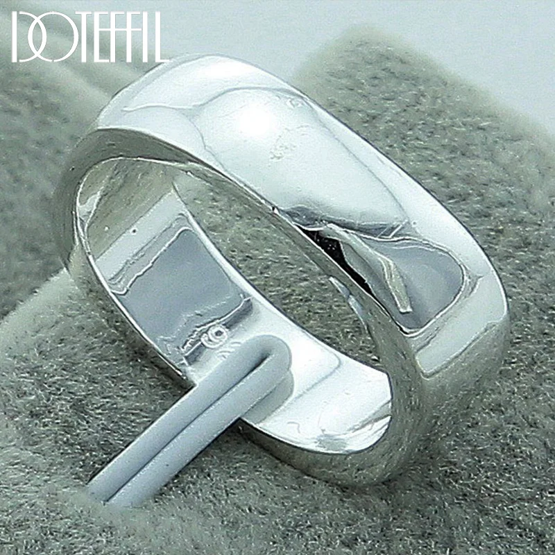 DOTEFFIL 925 Sterling Silver Square Circle Rings For Women Men Jewelry