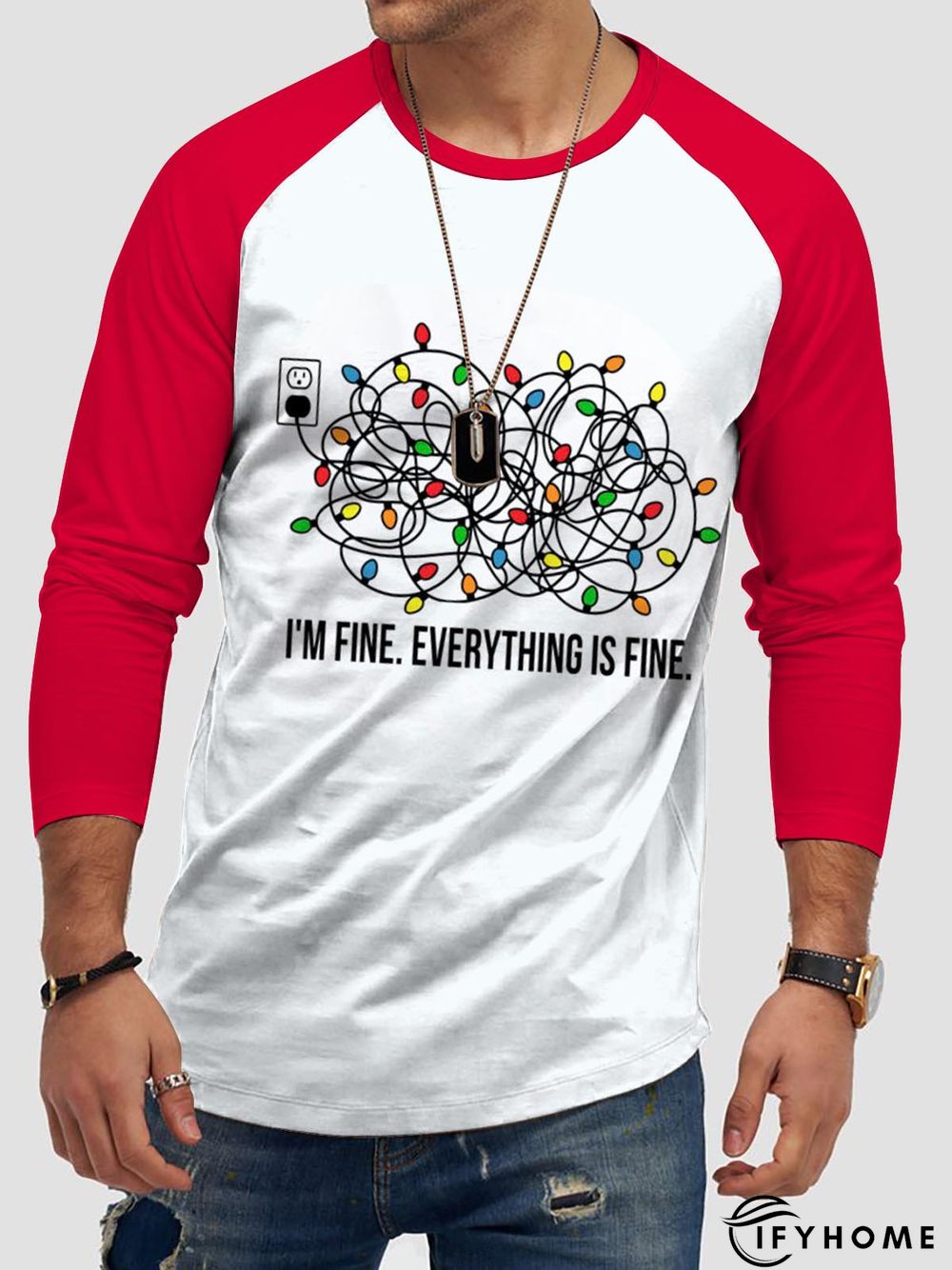 Christmas Graphic Long Sleeve Loose Tee Xmas Tee | IFYHOME
