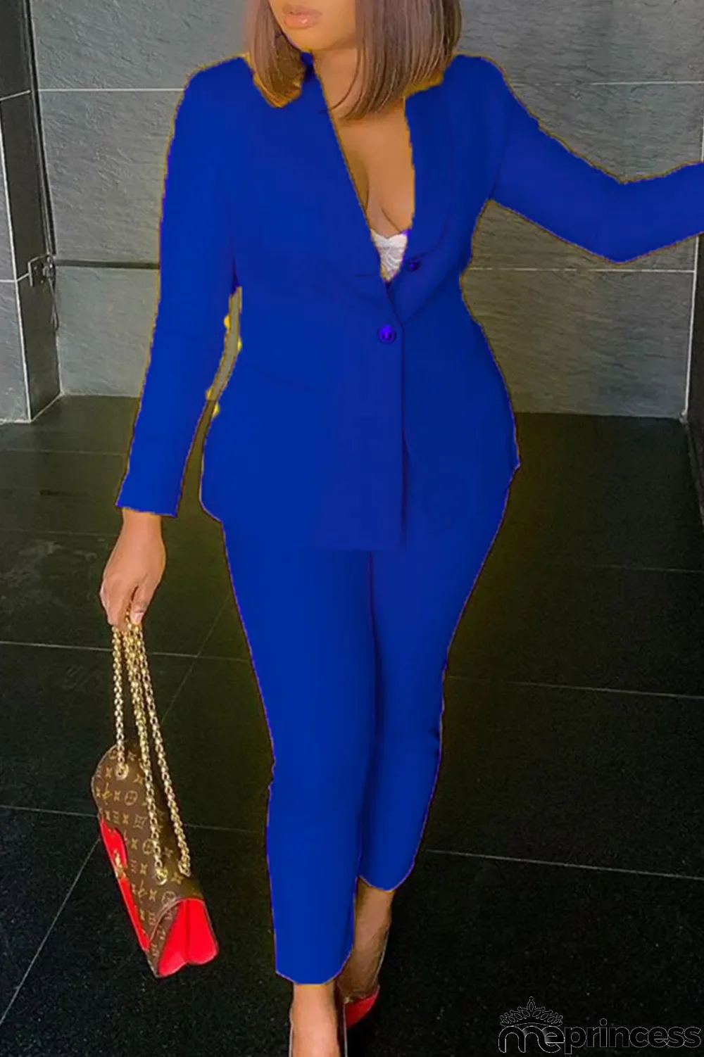 Yellow Fashion Casual Solid Cardigan Pants Turn-back Collar Long Sleeve Two Pieces