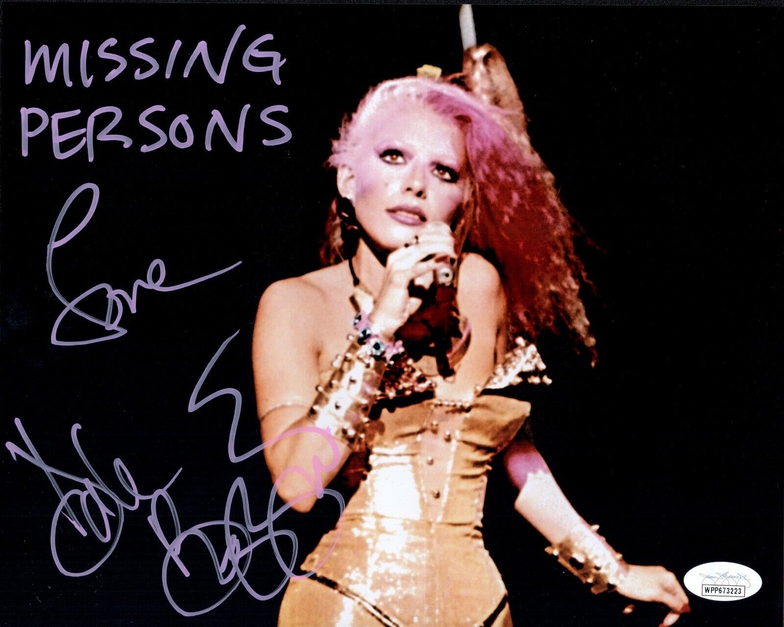DALE BOZZIO Signed 8x10 Photo Poster painting MISSING PERSONS Lead Singer Autograph JSA COA WPP