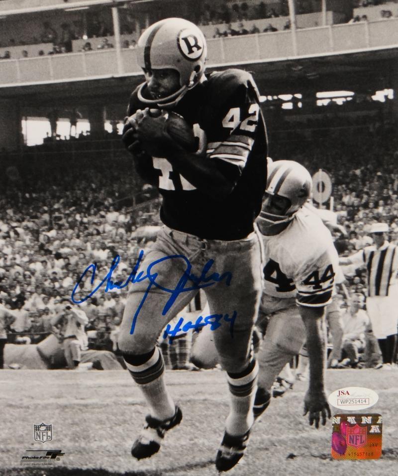 Charley Taylor Autographed Washington 8x10 B&W Catch PF Photo Poster painting W/ HOF- JSA W