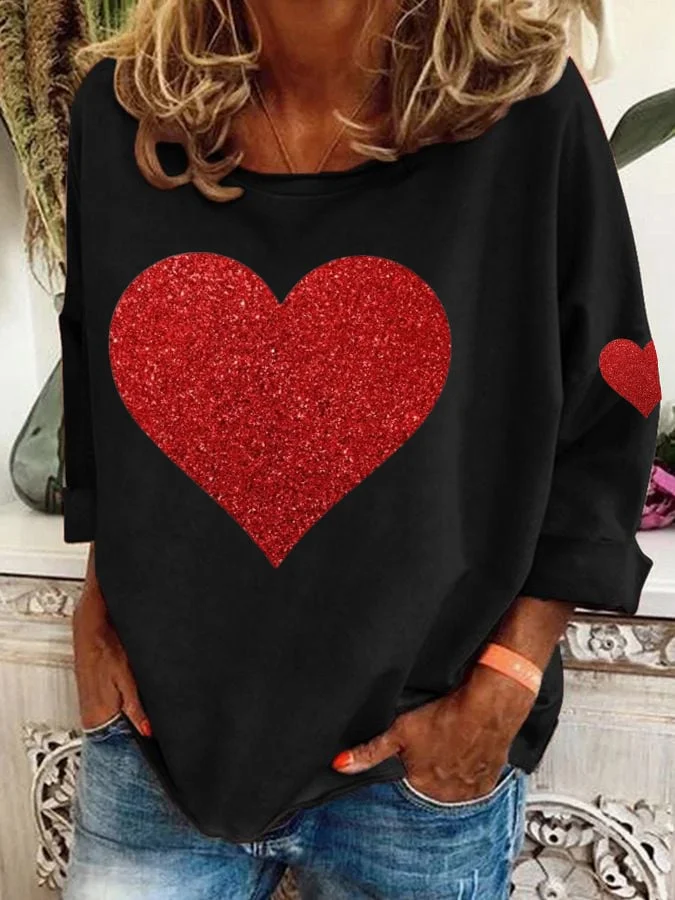 Women's Heart Valentines Print Sweatshirt