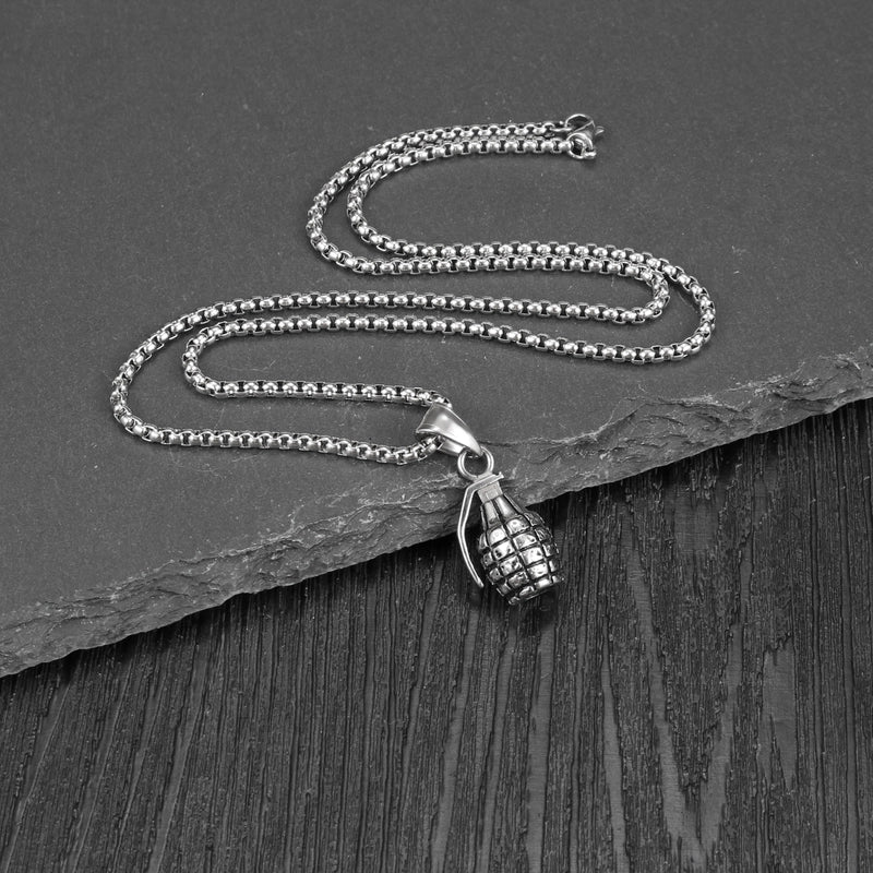 Hip-Hop Grenade 304 Stainless Steel Men’s Pendant Necklace