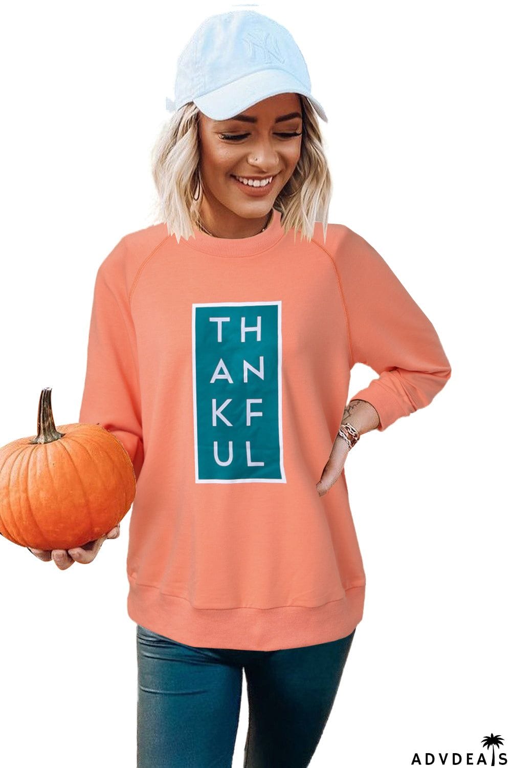 Halloween Raglan THANKFUL Graphic Sweatshirt