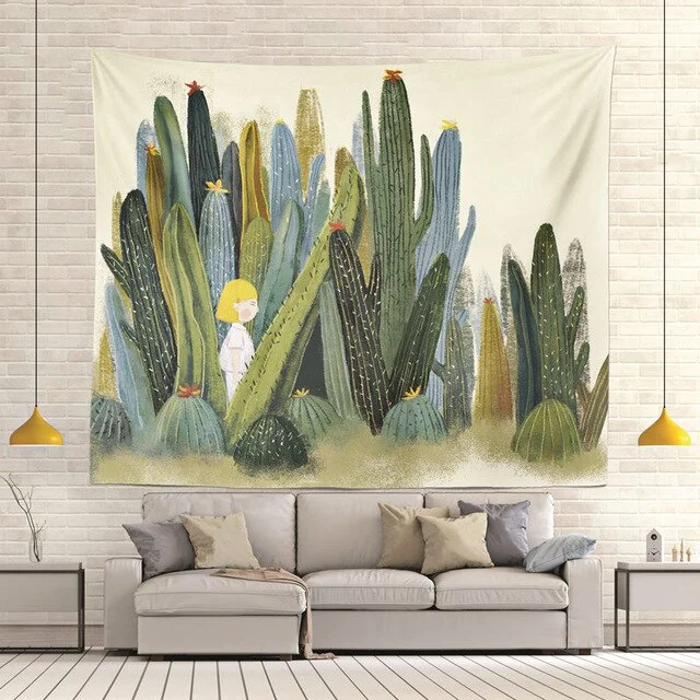 Cactus Succulents Tapestry Summer Succulents Wall Decor Tropical Landscape Wall Hanging Tapestries Picnic Blanket Wall Cloth
