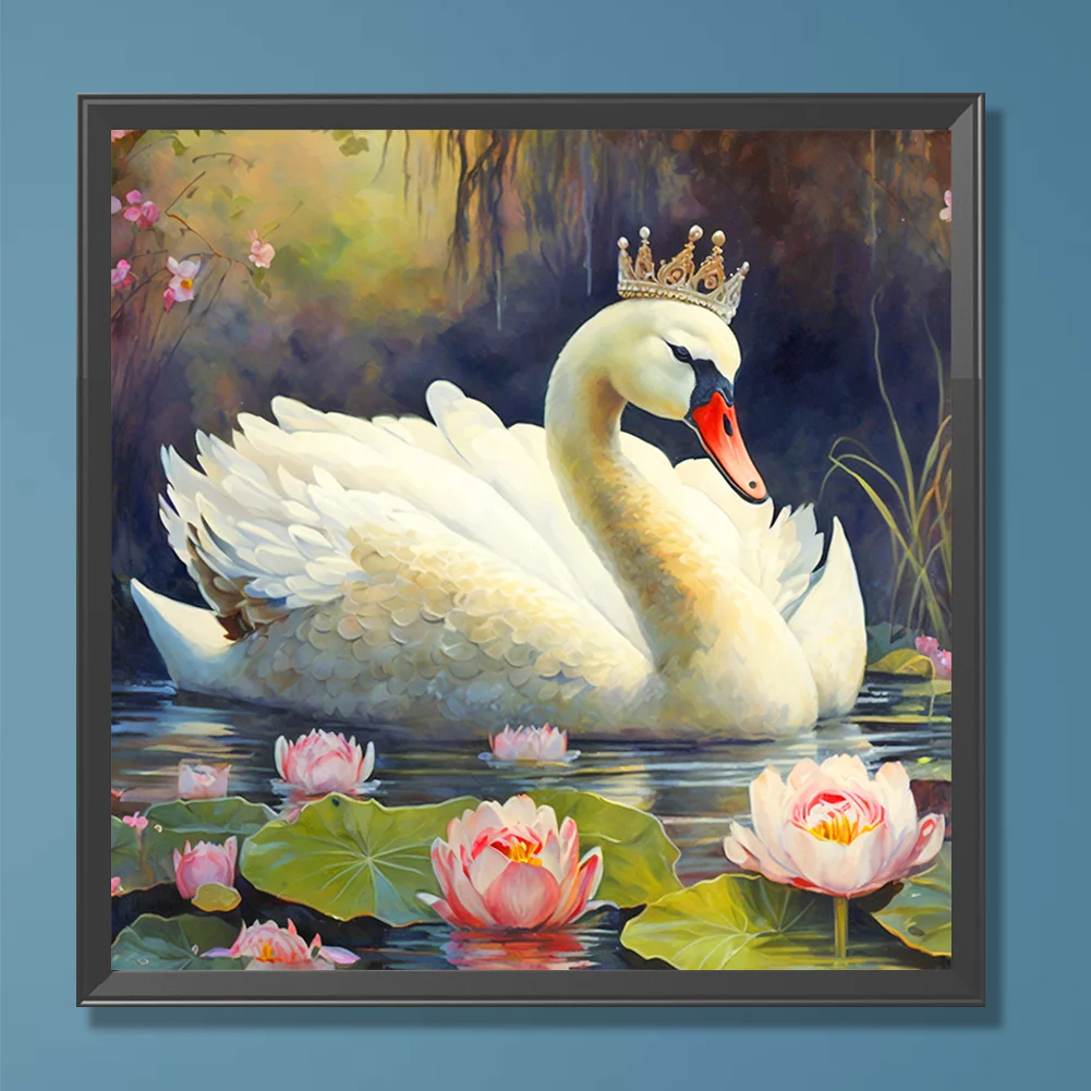 Full Round Diamond Painting 30*30cm - White Swan
