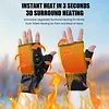 Rechargeable USB Fingerless Heated Gloves w/3 Heating Levels for Sports Skiing