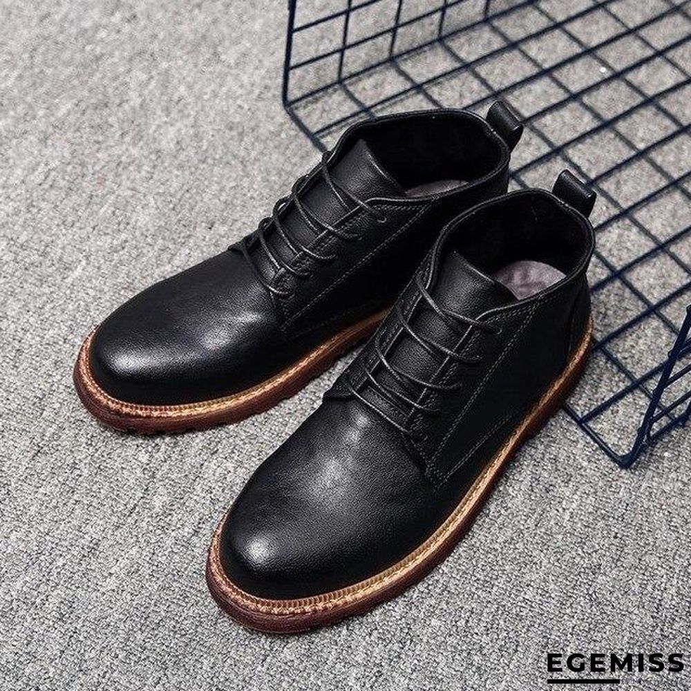 Leather Hight Top Warm Snow Boots Oxfords Plush Ankle Work Fur Men Boots | EGEMISS