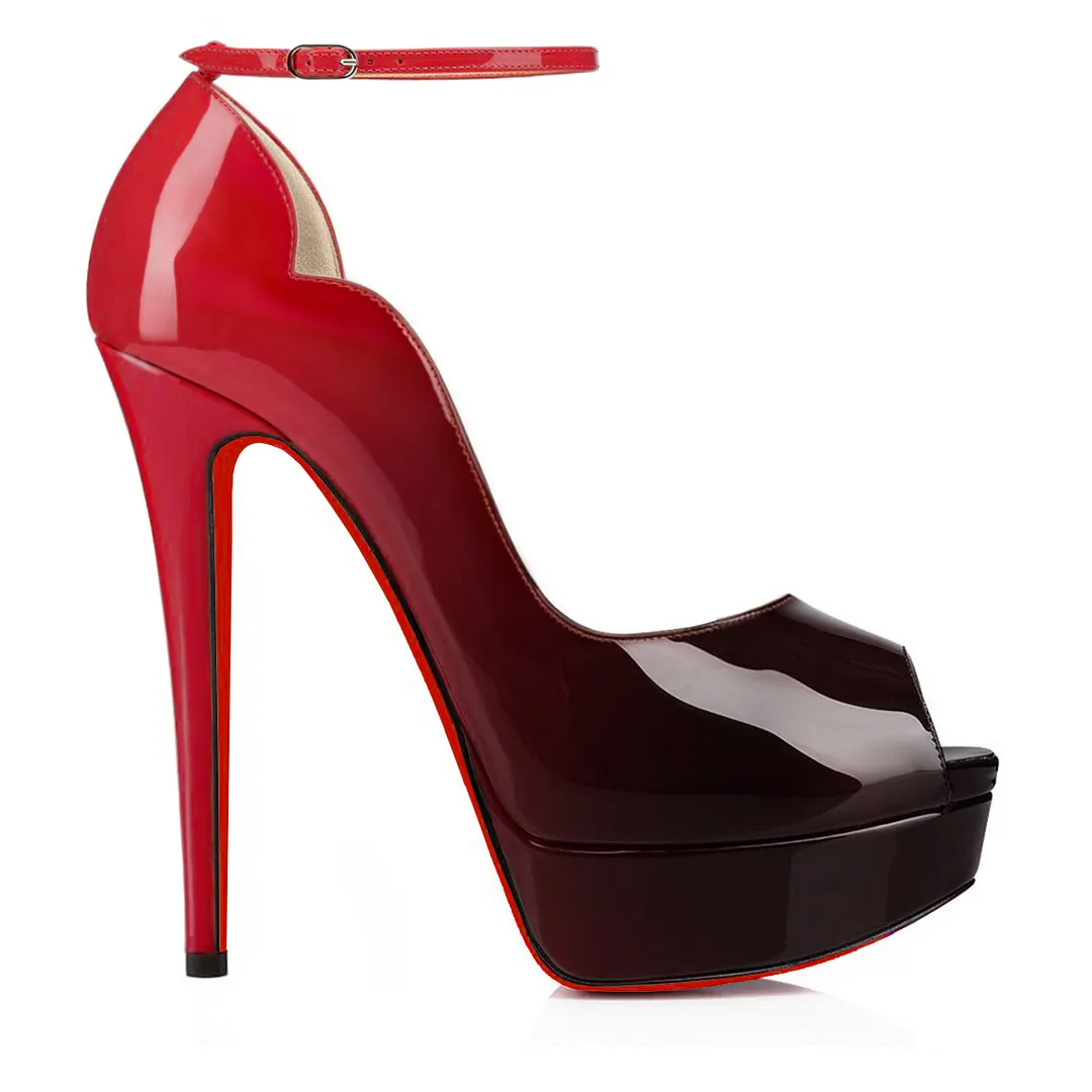 150mm Sky High Platform Ankle Red Soles Pumps Patent-vocosishoes