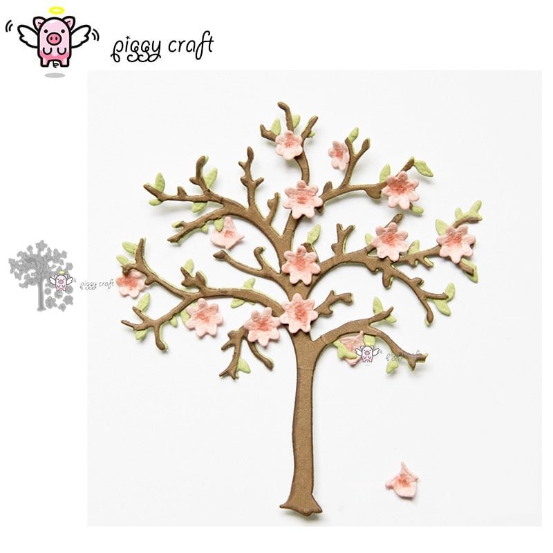 Piggy Craft metal cutting dies cut die mold Flower tree decoration Scrapbook paper craft knife mould blade punch stencils dies
