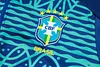Joyfball 2024/2025 Brazil Half-Pull Training Suit Royal Blue Football Shirt 1:1 Thai Quality