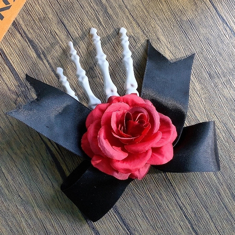 Halloween Gothic Handmade Punk Women’s Hand Flower Bow Knot Arylic Hair Clip Hair Claws