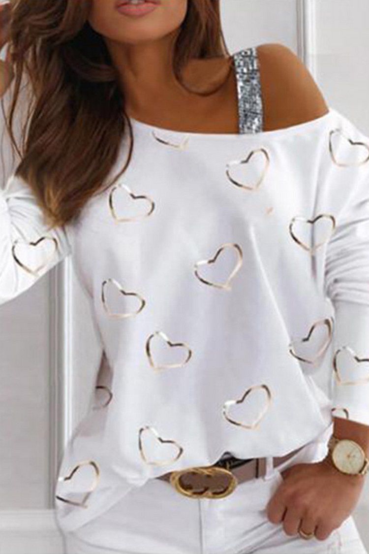 Casual Print Split Joint Oblique Collar Tops(4 Colors) - Life is Beautiful for You - SheChoic