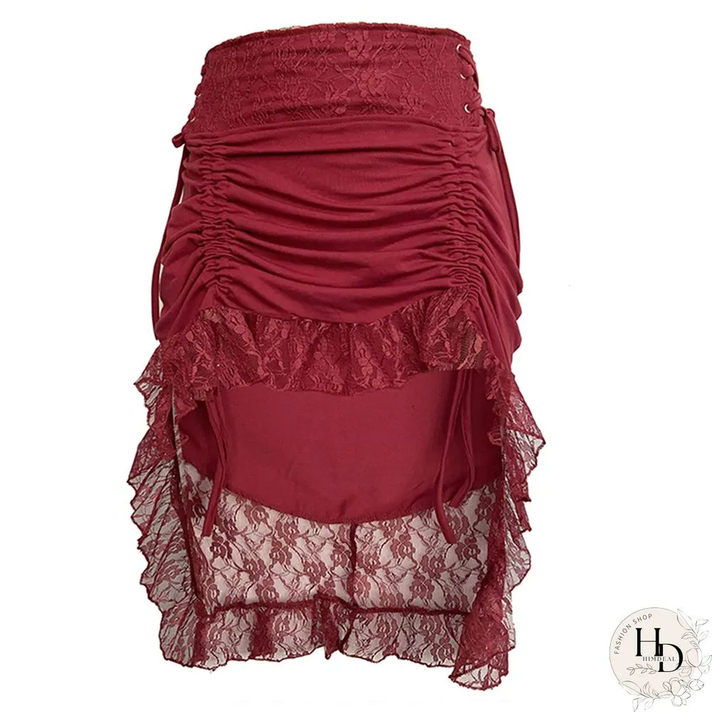 Vintage Skirts Women Lace Midi Skirt Fairy Grunge Aesthetic Beachwear Retro Harajuku Sexy