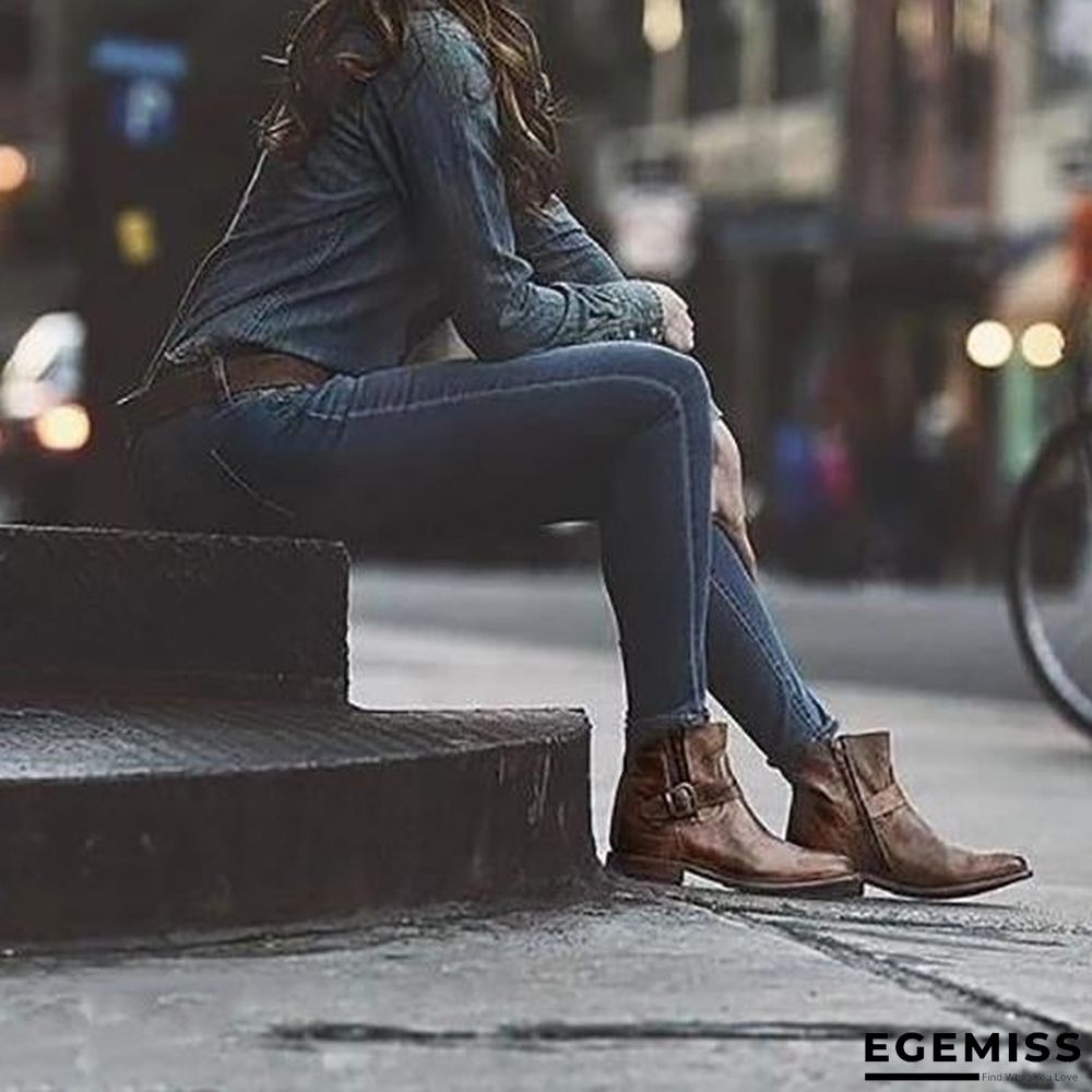 Fashion Zipper Low Heel Martin Boots | EGEMISS