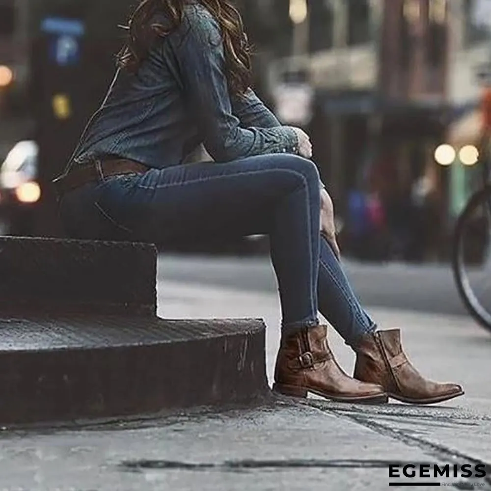 Fashion Zipper Low Heel Martin Boots | EGEMISS