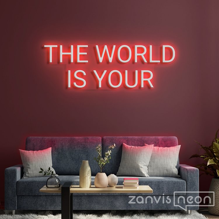 THE WORLD is YOURS Neon Sign Light Office Living Room Interior Design, Neon sign wall art,Neon sign wall decor