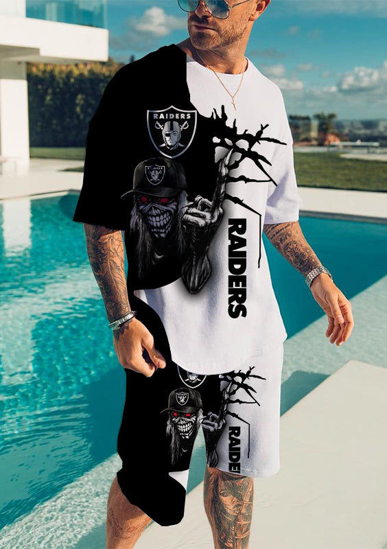 Las Vegas Raiders 2PCS Tracksuit Men's T Shirts Shorts Short Sleeve Beach  Shorts