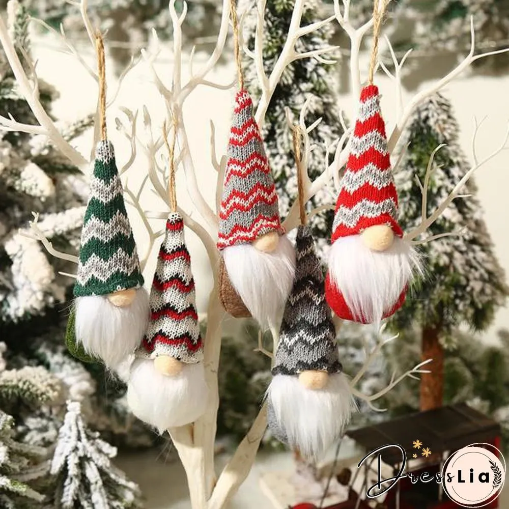 Nordic Style Wide Applying Long Mustache Handmade Santa Elf Hanging Christmas Ornaments