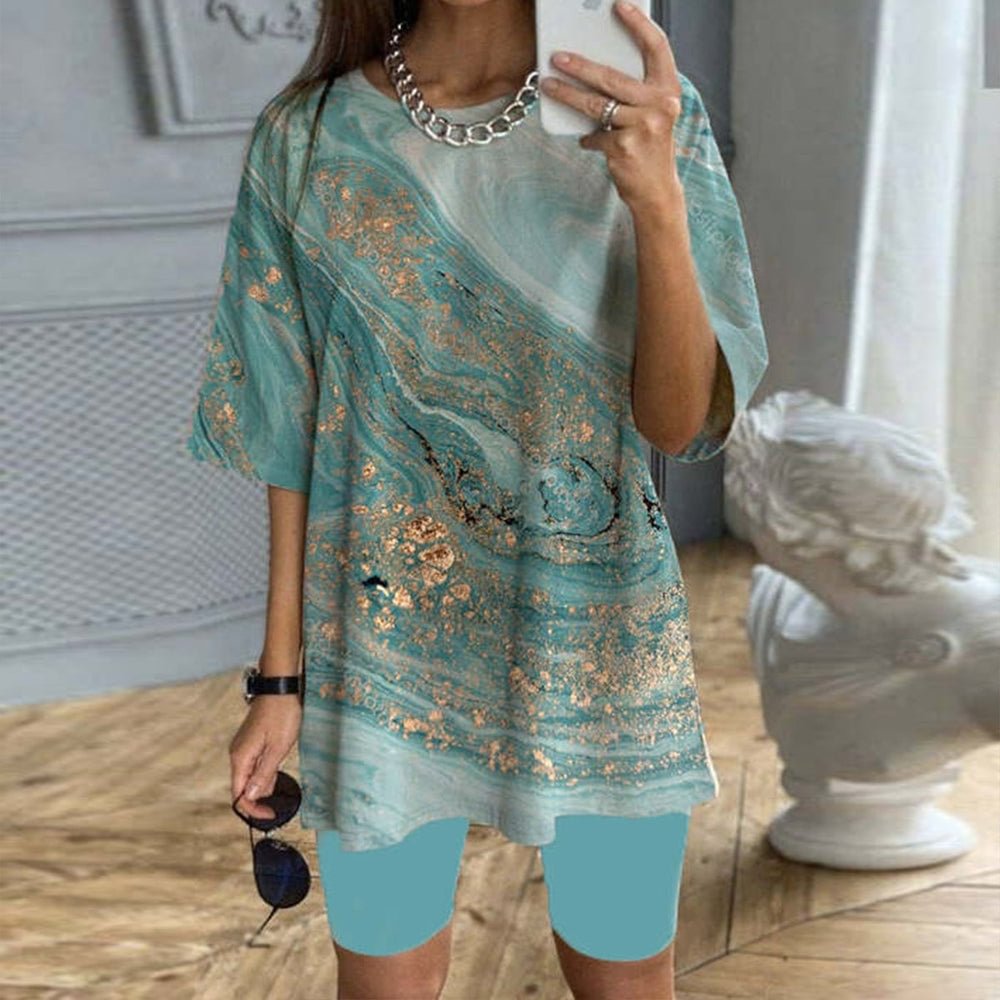 Green Short Sleeve Two Piece Set