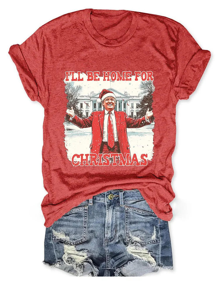 Women's I'll Be Home For Christmas Red T-Shirt