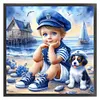 Boy And Puppy-11CT Stamped Cross Stitch 45*45cm/17.72*17.72in