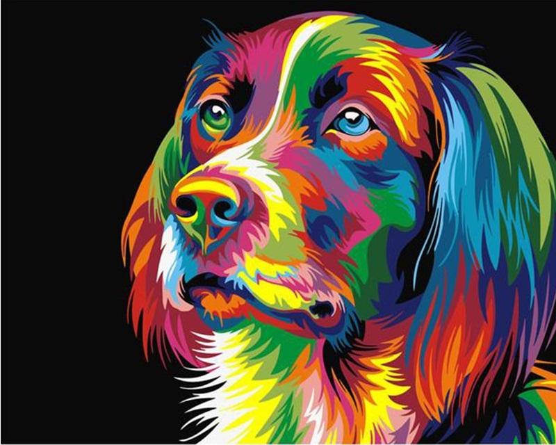 

Colorful Dog – Paint By Numbers - 40*50CM, 501 Original