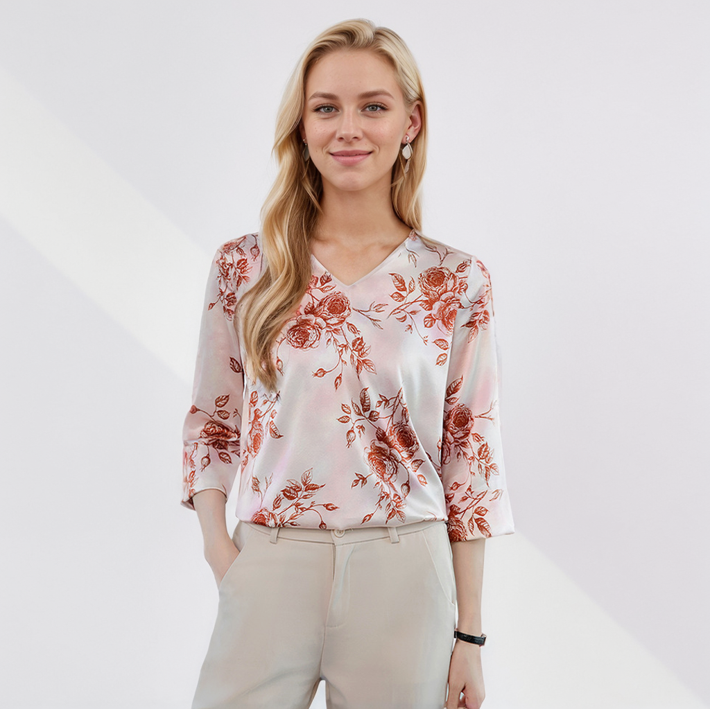 Mulberry Silk Top V Neck Office Lady Style REAL SILK LIFE