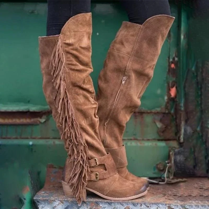 Low Heel Suede Winter Tassel Boots | EGEMISS