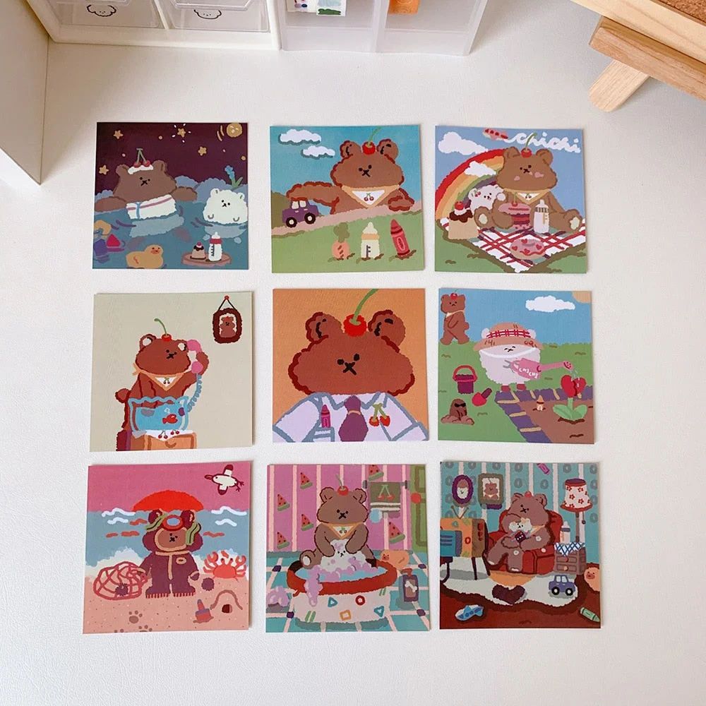Japanese Cute Animal Teddy Candy Bear Wall Painting Home Decoration DIY Cartoon Bedroom Decoration Card Girl Wall Stickers 2021