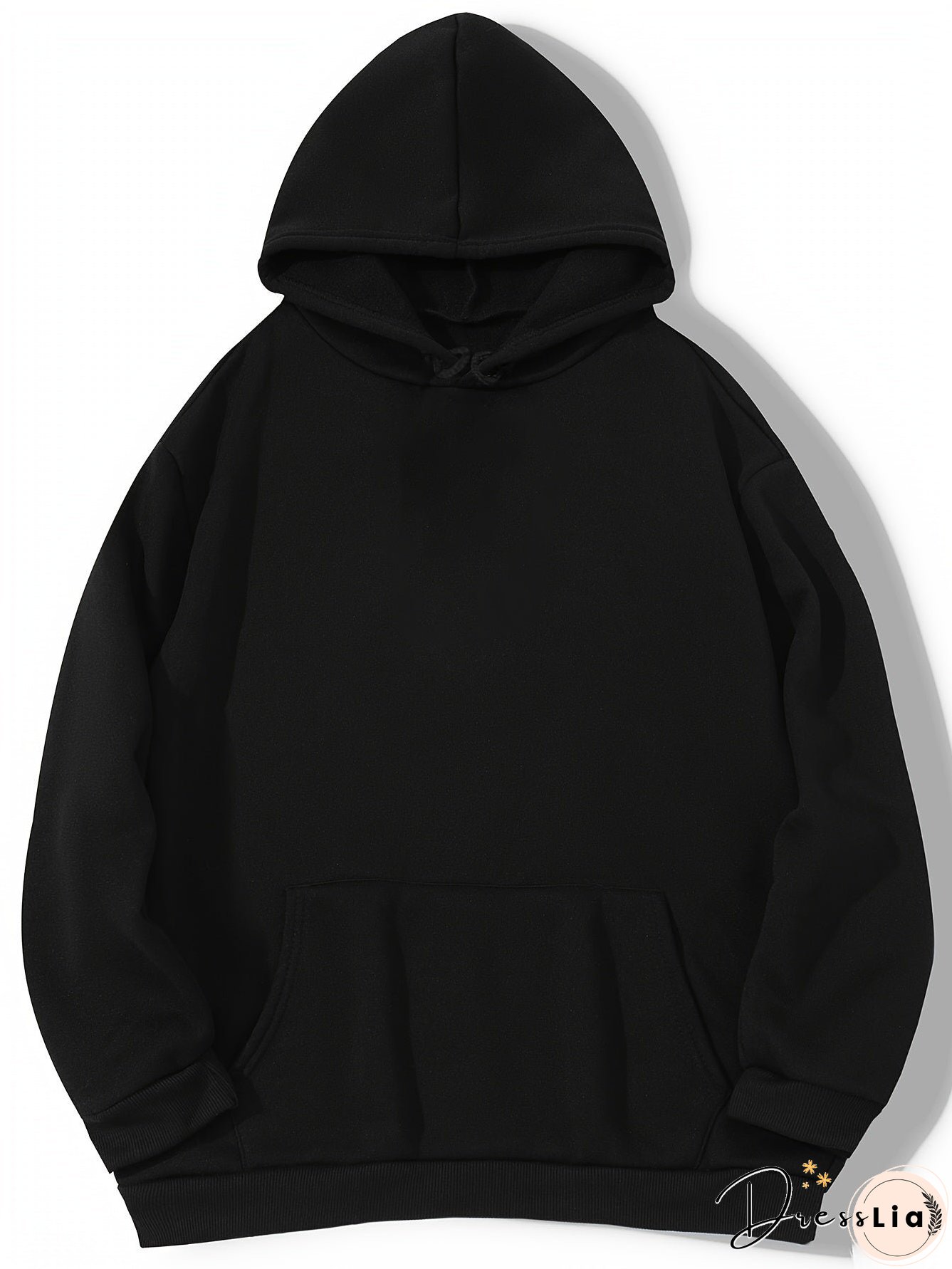 Plus Size Casual Sweatshirt, Women's Plus Art Letter Print Long Sleeve Drawstring Hoodie Sweatshirt