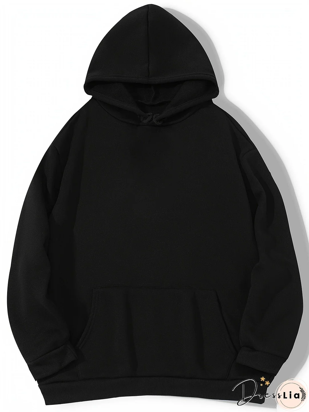 Plus Size Casual Sweatshirt, Women's Plus Art Letter Print Long Sleeve Drawstring Hoodie Sweatshirt