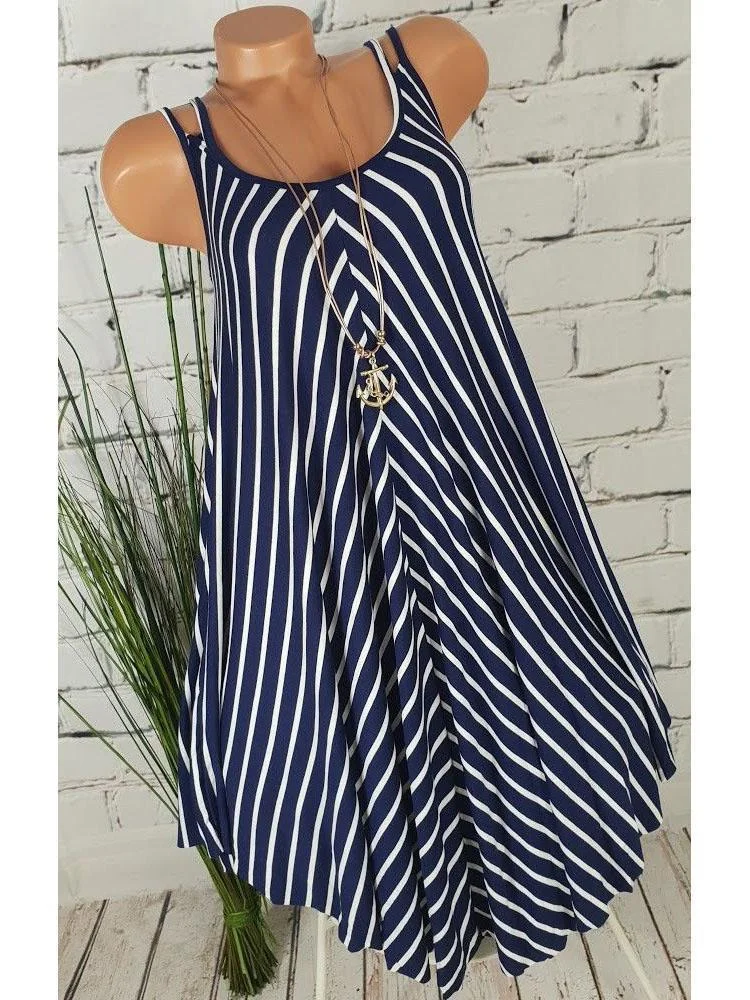 Women's Striped Slip Dress Sleeveless S - 5XL