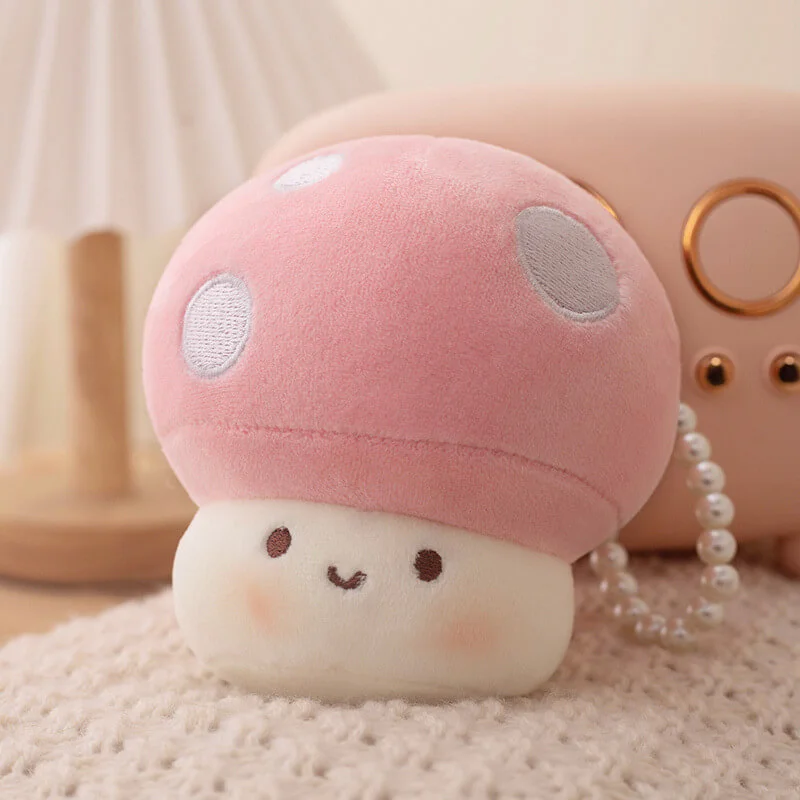 Cuteeeshop Small Pink Mushroom Plush For Gift Mushroom Friends 10 cm Keychain Plushies