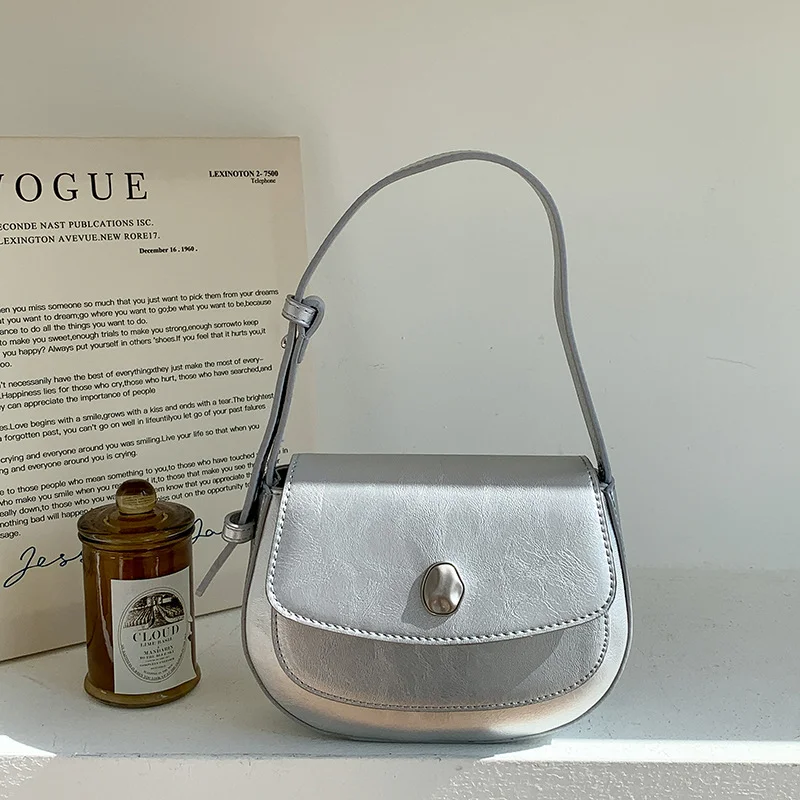 Mongw Mongw Retro Wind Underarm Bag Advanced Sense Saddle Bag One Shoulder Cross Body Bag Bag Women's Everything Ins Niche Handbag