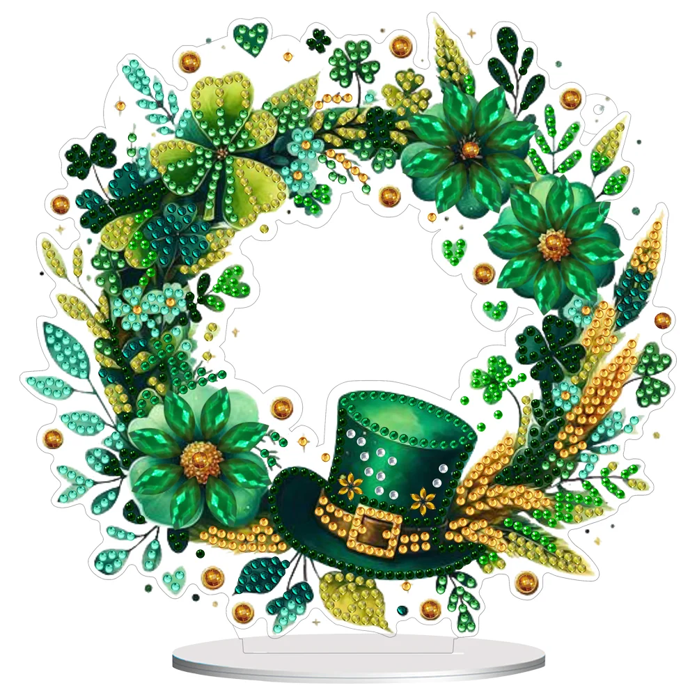 DIY St. Patricks Day Wreath Diamond Painting Tabletop Ornaments Bedroom Table Decor