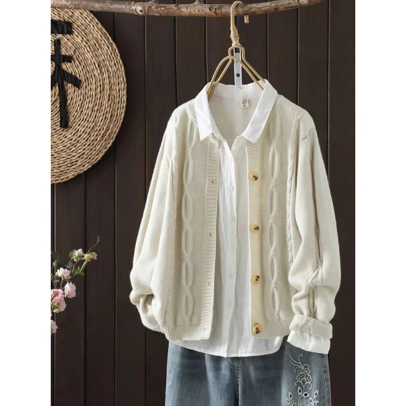 Brownm Brownm Autumn Dress Girl Korean Version Of Chic Loose Fashionable Over-Knee Heavy Knitted Pneuumbly Horse Sea Hair Sweater Coat