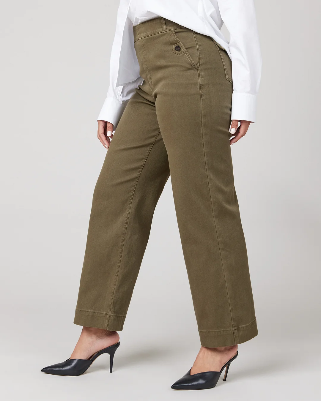 Stretch Twill Cropped Wide Leg Pant