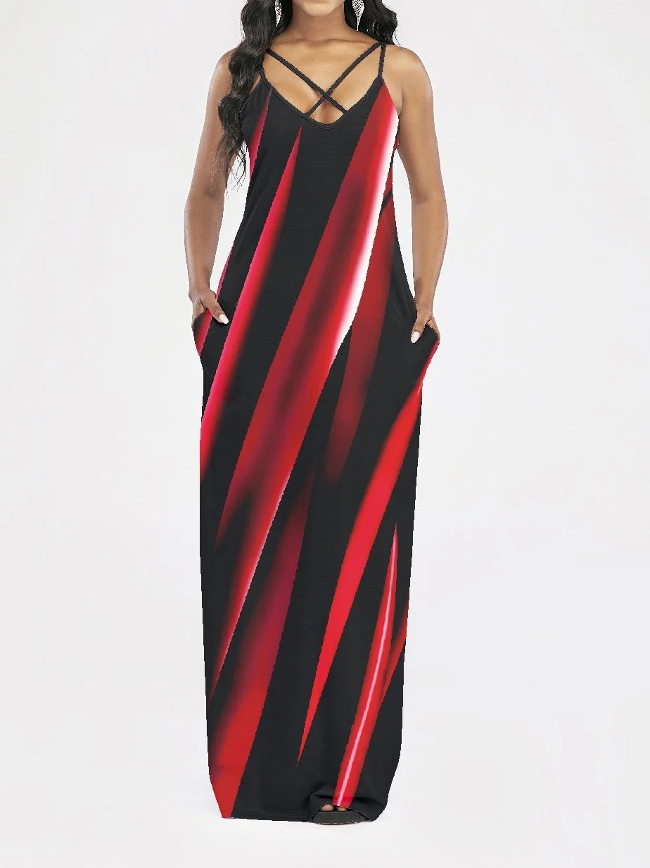 Women Half Sleeve V-neck Solid Color Dress