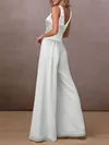 Embroidered V-Neck Empire V-Back Solid Color Fashion Jumpsuit