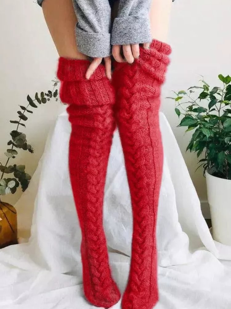 BrosWear Soft Warm Over Knee Extra Long Knitted Socks