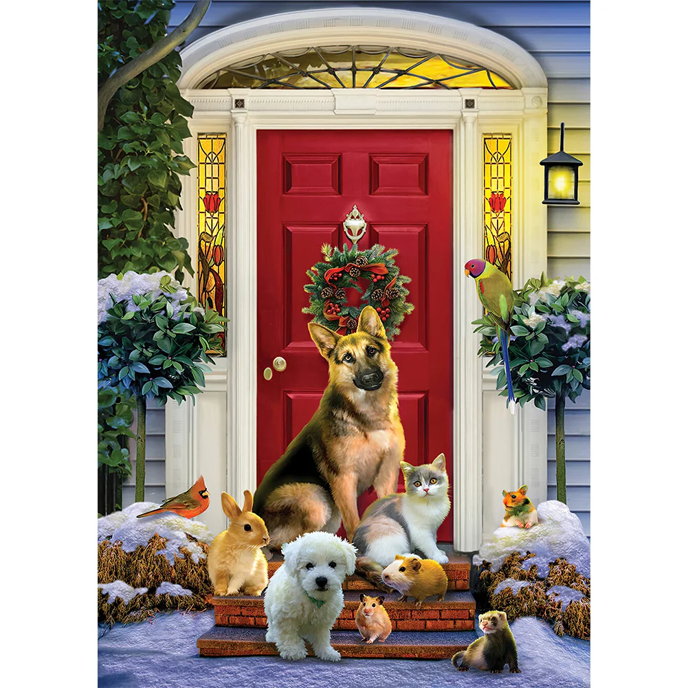Christmas Puppy - Full Round - Diamond Painting(30*40cm)