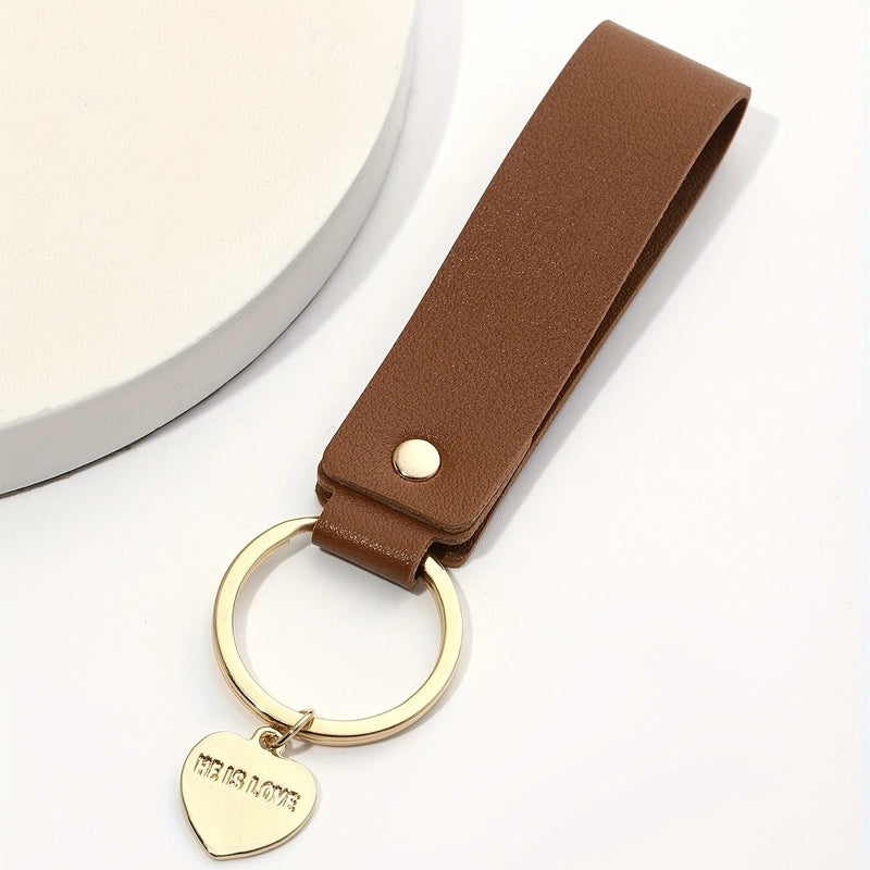 Minimalist Solid Color Pu Leather Women’s Keychain