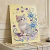 DIY Pearl Painting Flowers Cat for Home Wall Decor with Frame(40x30cm)