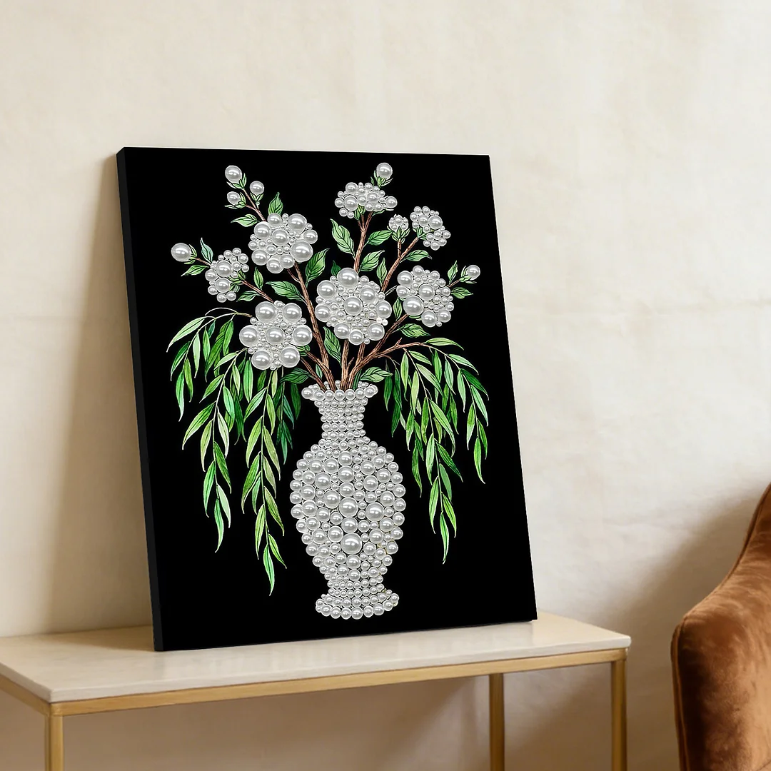 Vase - DIY Pearl Diamond Art Kit With Frame 30*40cm