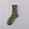 Vintage Floral 3D Jacquard Medium Height Women Socks