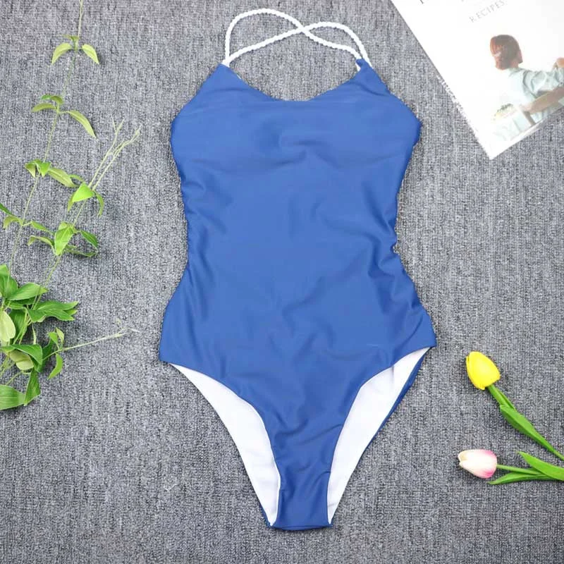 women Swimwear 2020 Sexy high cut one piece swimsuit Backless swim suit thong Bathing suit female Monokini 2748