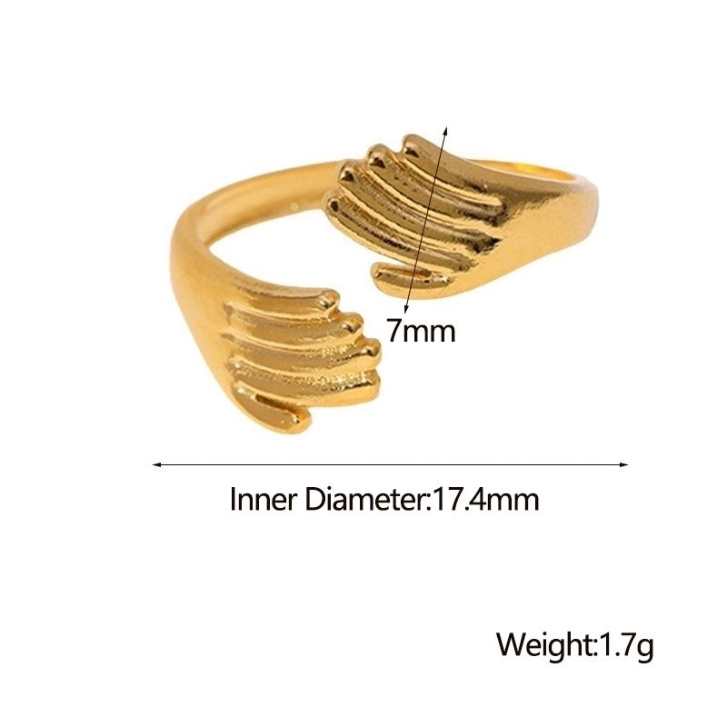 Fashion Hug Palm Stainless Steel Open Ring 1 Piece